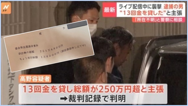 高野容疑者の裁判沙汰と関係